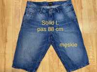 Solid rozm L męskie bermudy niebieskie jeansy spodenki pas88cm Vintage