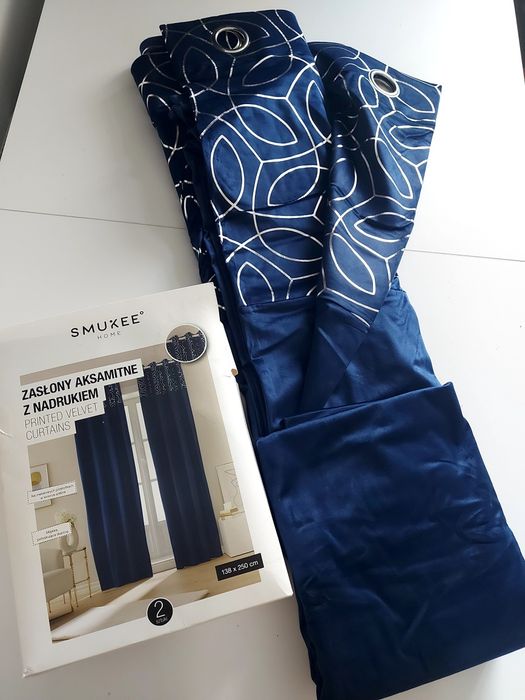 Komplet zasłony welurowe Velvet ze srebrnym nadrukiem 138x250 2szt.