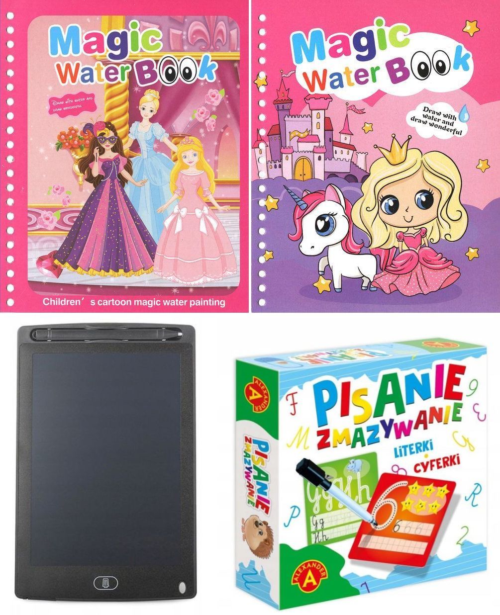 Malowanki Wodne + Tablet Wielokolorowy + Pisanie Zmazywanie Dla Dzieci