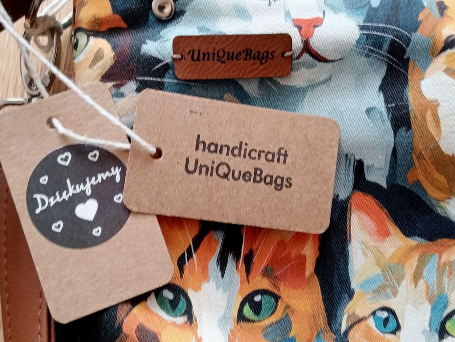 Pastelowe koty unikatowa torebka listonoszka vintage boho