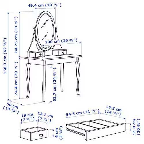 IKEA Hemnes toaletka z lustrem i szufladkami -dostawa grat