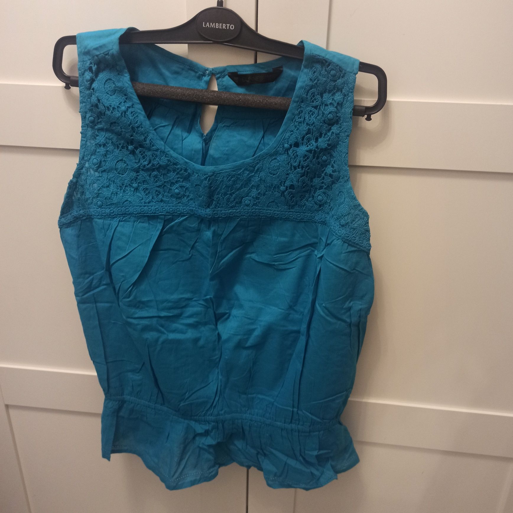 Turkusowa bluzka na ramiączka Dunnes rozmiar 44