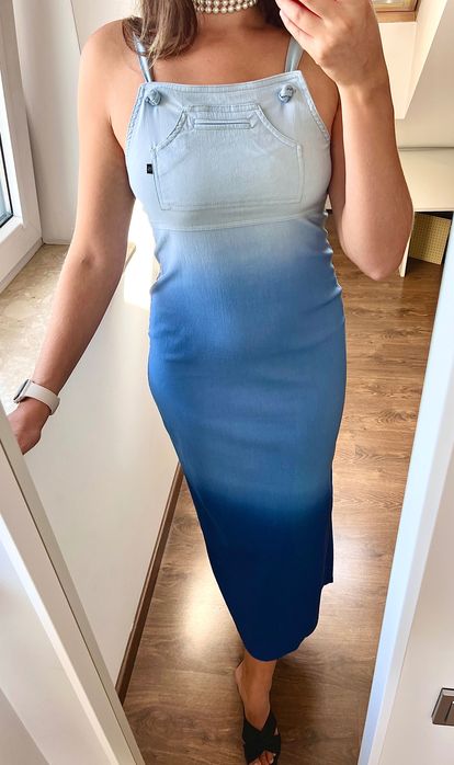 Wiskozowa maxi sukienka tye-dye rozmiar M/L zarówno dla kobiet w ciąży