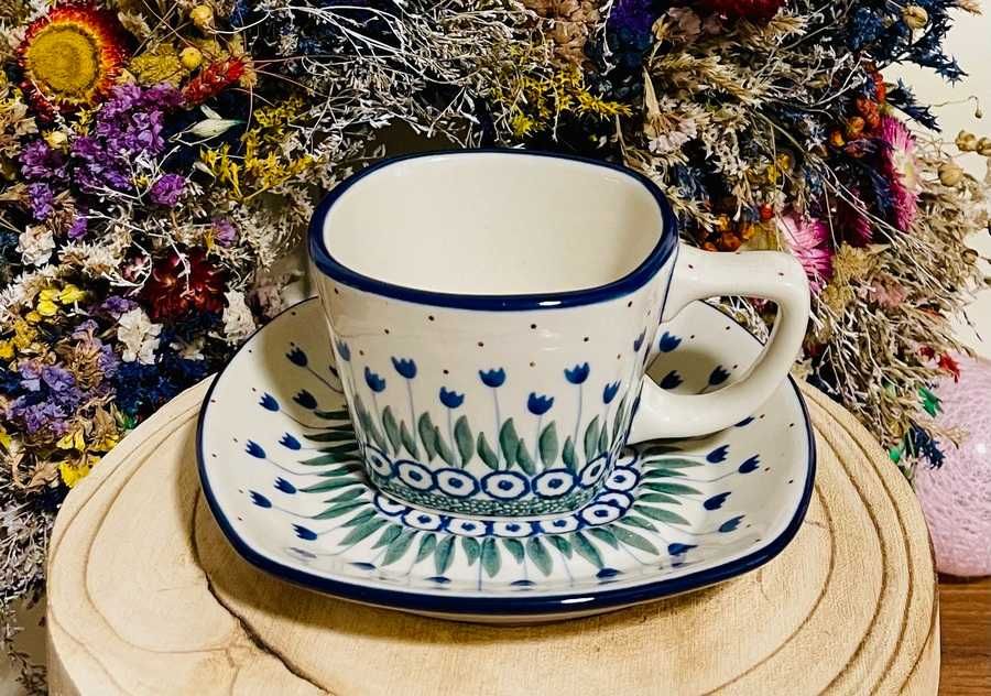 Ceramika Bolesławiec. Filiżanka + spodek 200 ml (2216)