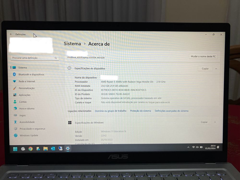 ASUS VivoBook M515DA 15,6’ | Ryzen 5 3500U | RAM 24 GB | SSD 512 GB