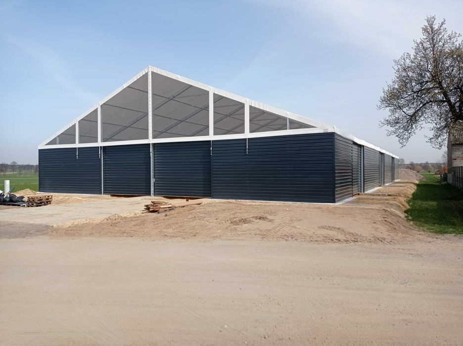 hala namiotowa 25x40x4m ujeżdżalnia dla koni boki z blachy trapezowej