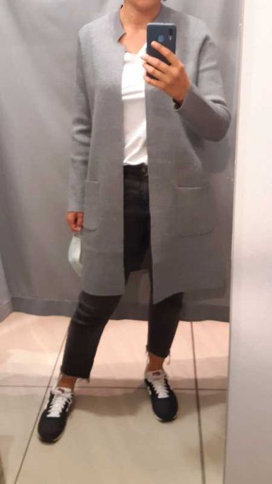 szary dzianinowy sweterek/płaszczyk Greenpoint L