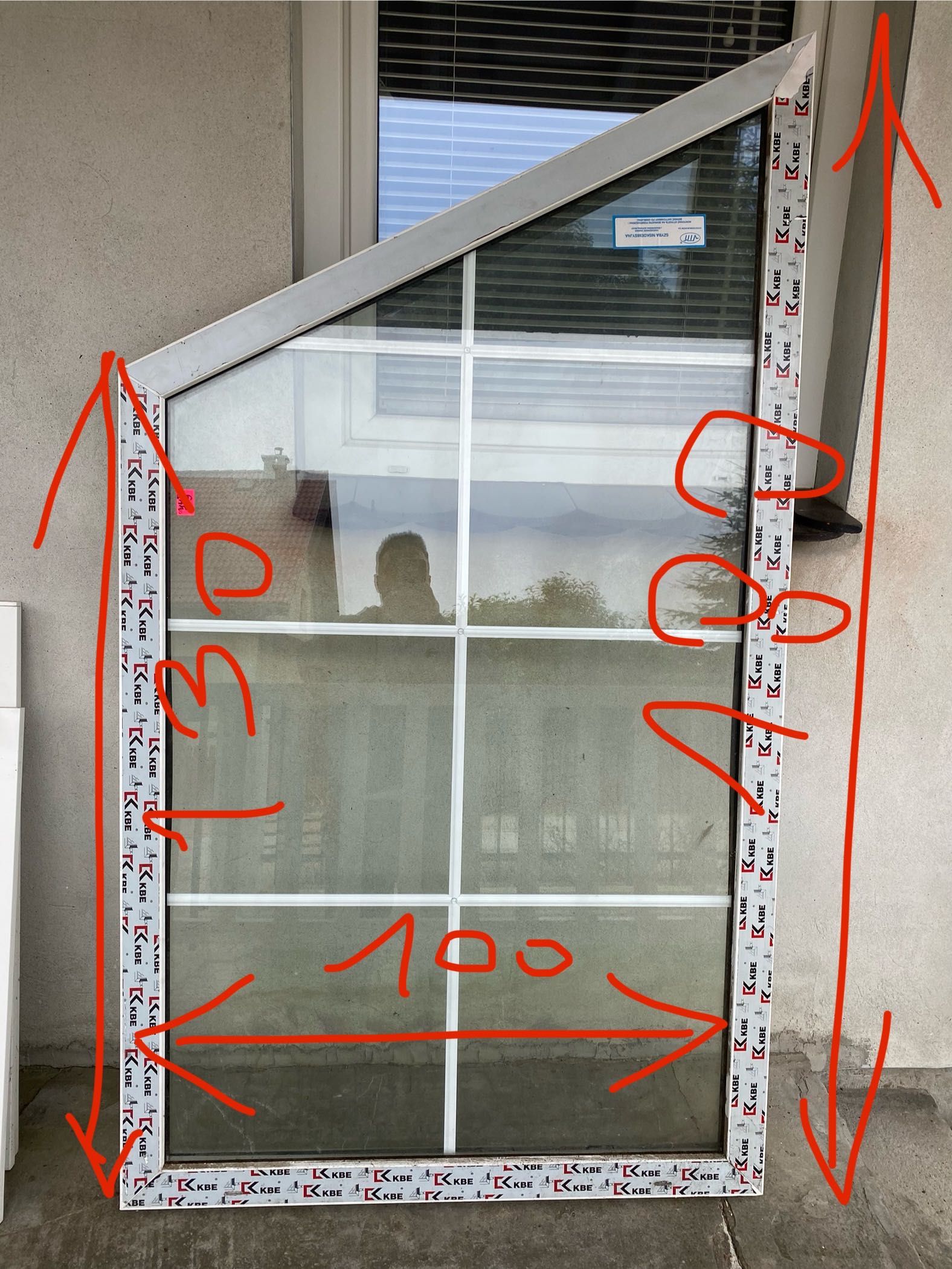 Okno Vitroterm trapezowe 100x130/180