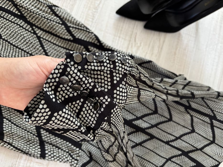 Sukienka długa midi Massimo Dutti rozmiar S wiskoza szara czarna