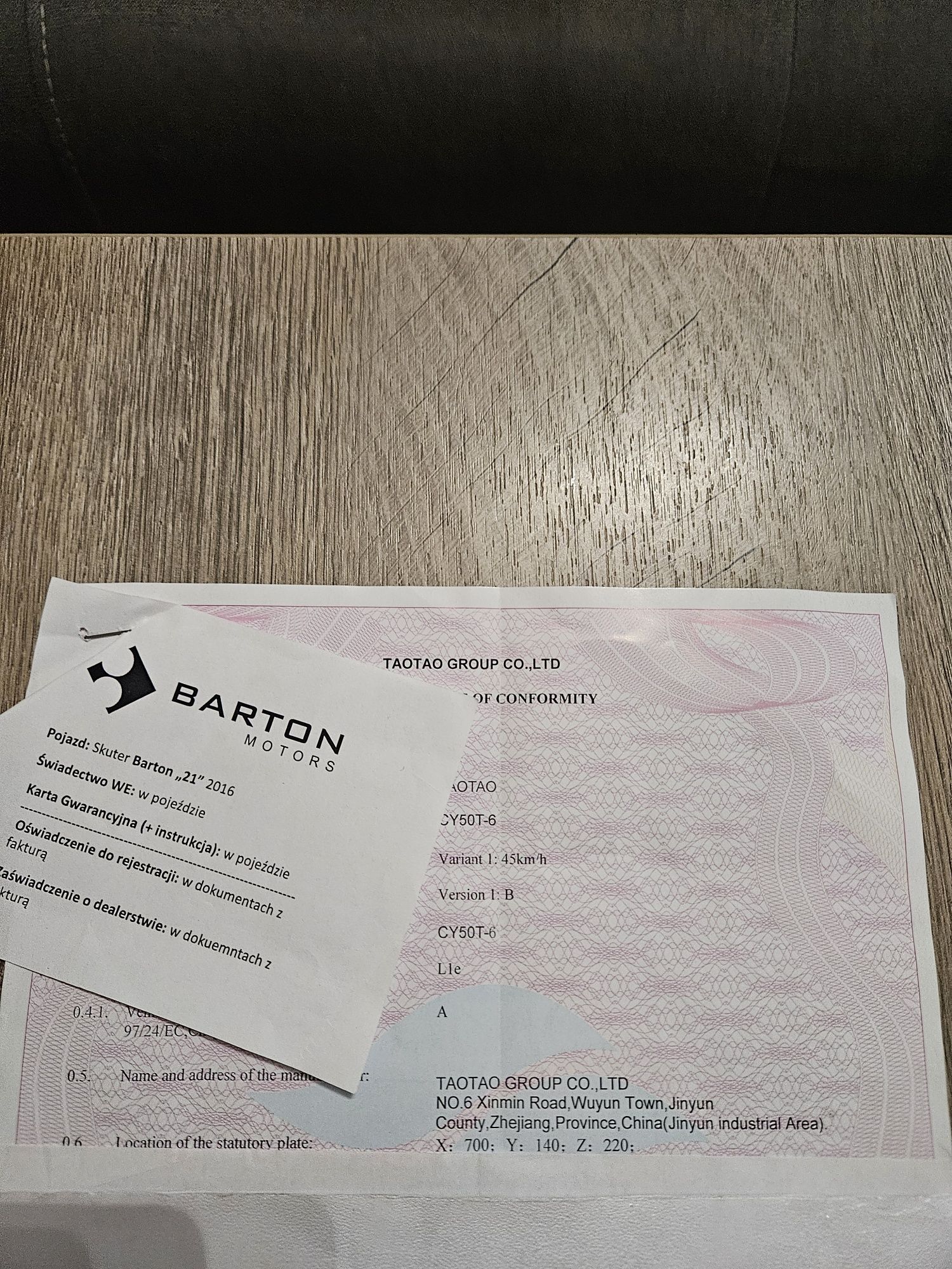 Skuter barton 21 (taotao) 4t 2016r.