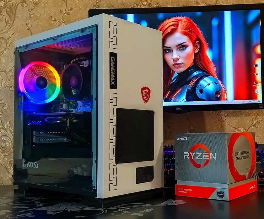 Ryzen 5 2600/RX580/ B450/ 16Gb 3000MHz DDR4 SSD игровой компьютер ПК