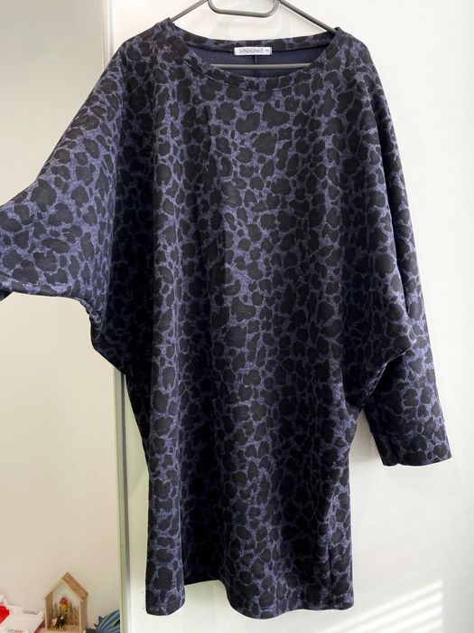 Tunika sukienka granatowa animal print  panterka typu kimono Unisono