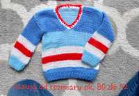 Kolorowy sweter handmade r.80/86-92