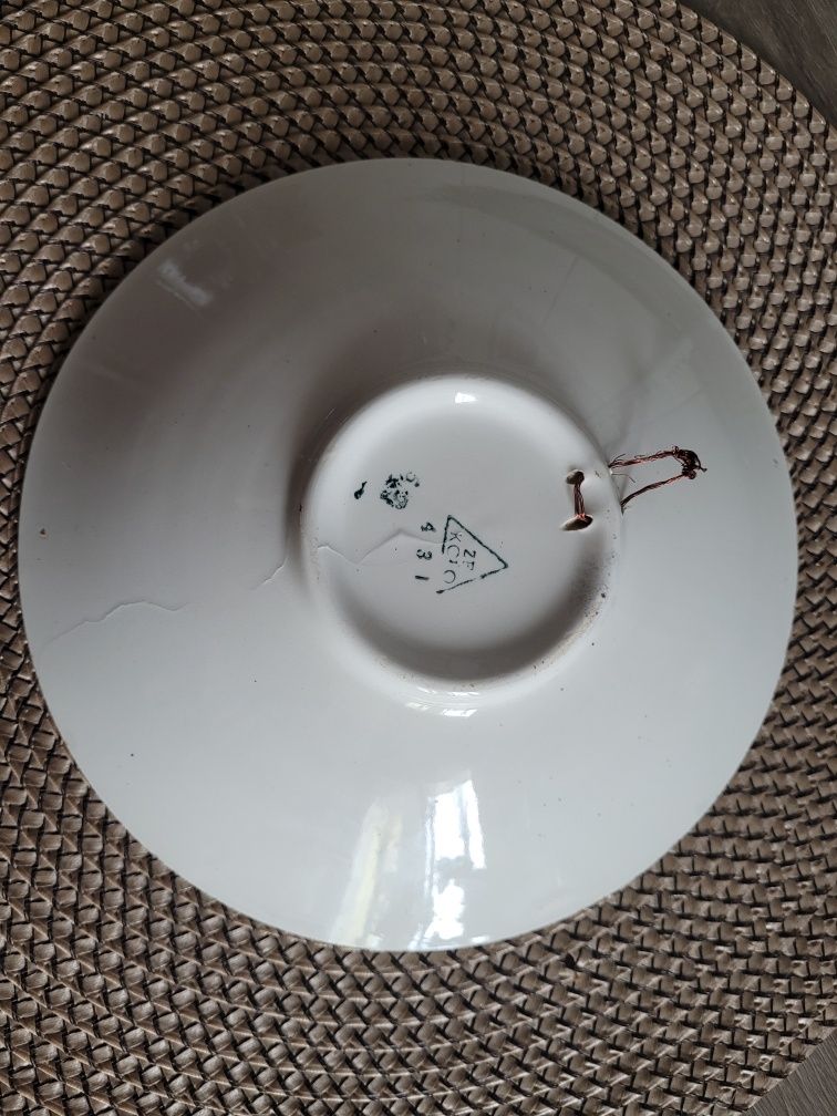Zf Koło Porcelanowy Talerz Ręcznie Malowany Fajans Kwiaty