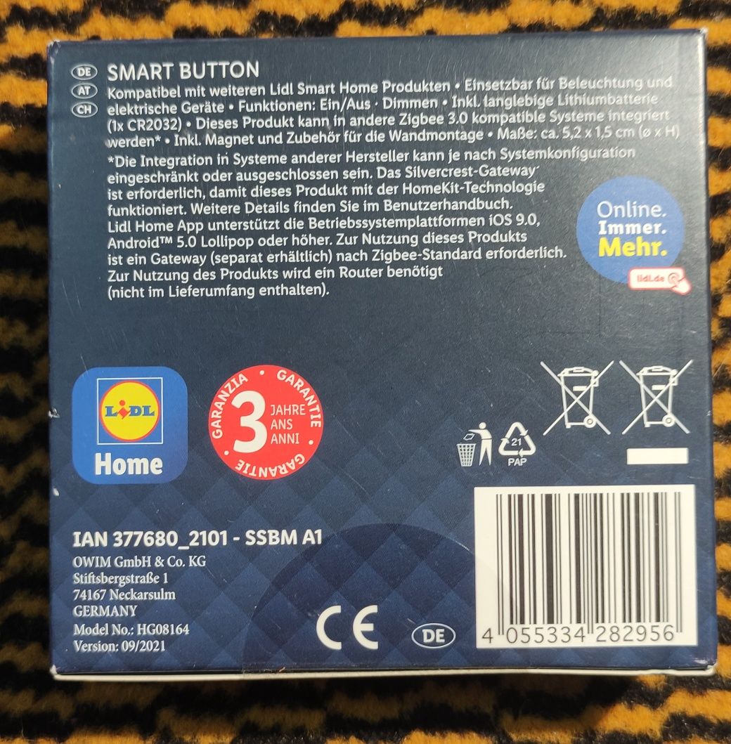 Розумна кнопка Smart Home SilverCrest Smart Button