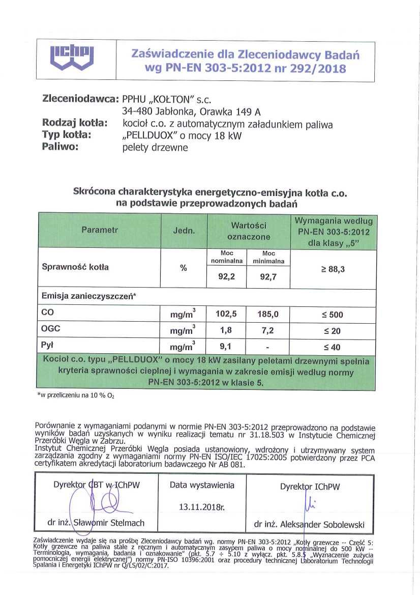 Kocioł, piec KOŁTON PellDUOX 18 kW - pelet - pellet - DUO - KIPI