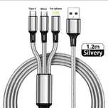 Kabel USB  3in1 w dwóch kolorach 1,2m