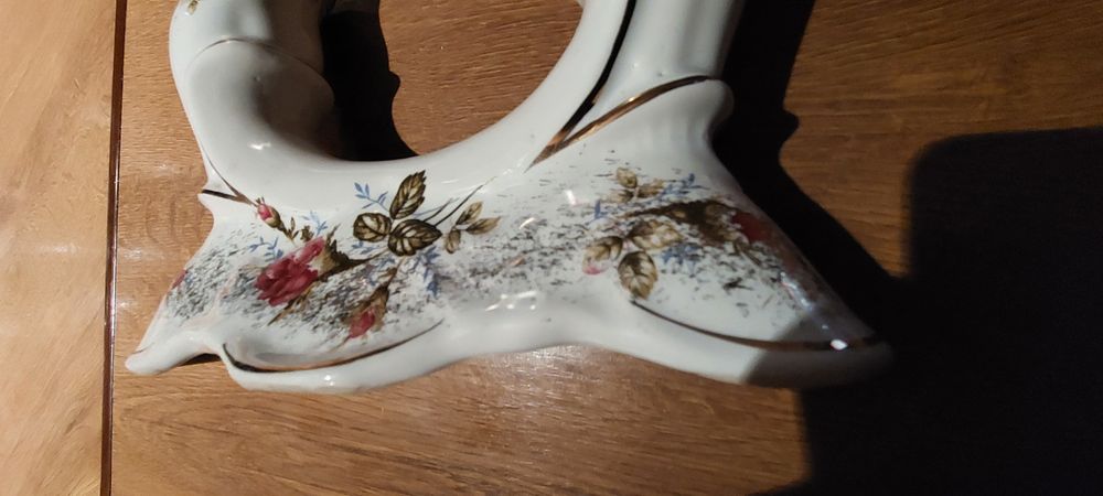 Świecznik 2 ramienny porcelana Chodzież duży  róże