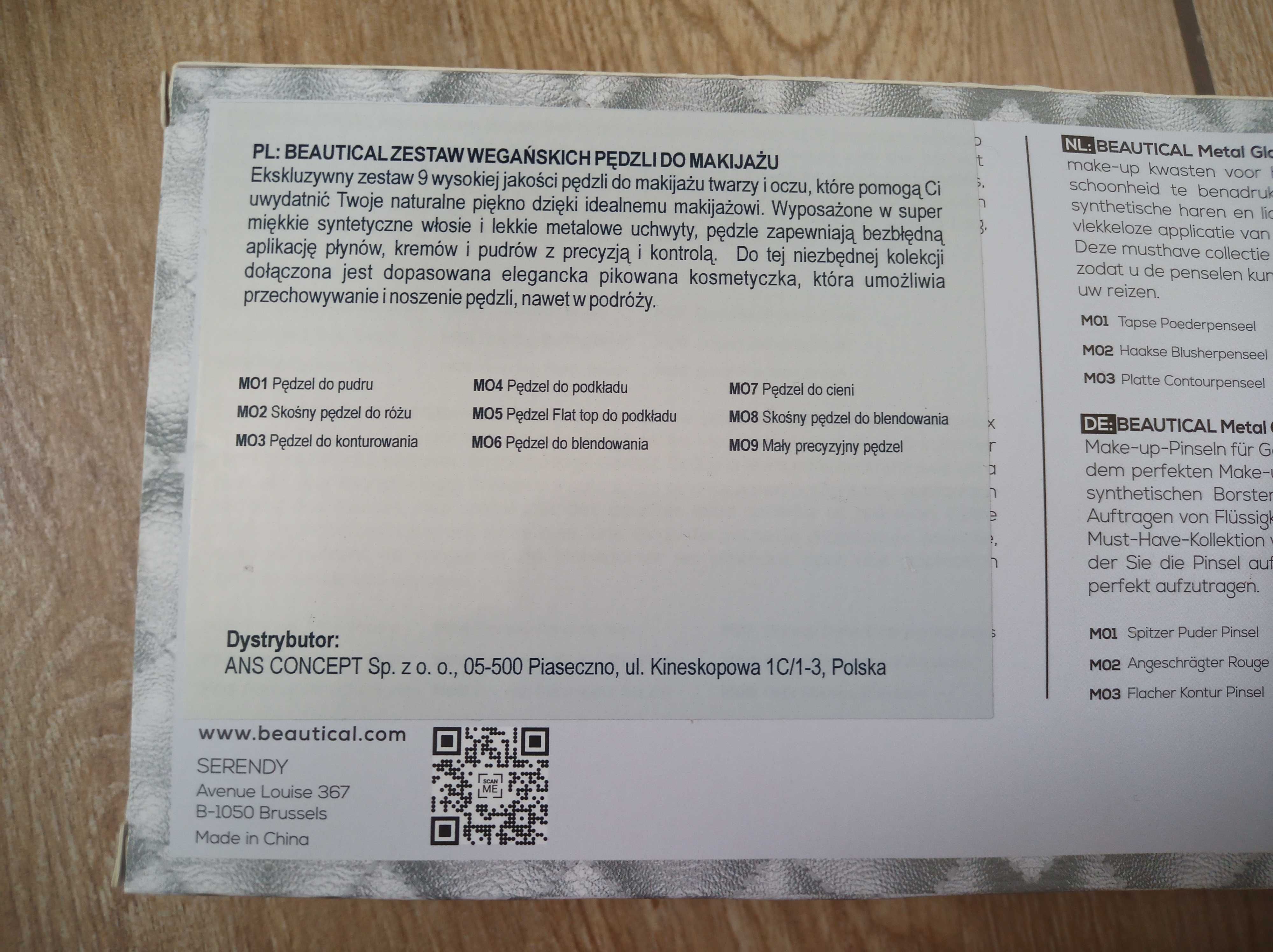 Beautical Zestaw wegańskich pędzli do makijażu pędzle + kosmetyczka