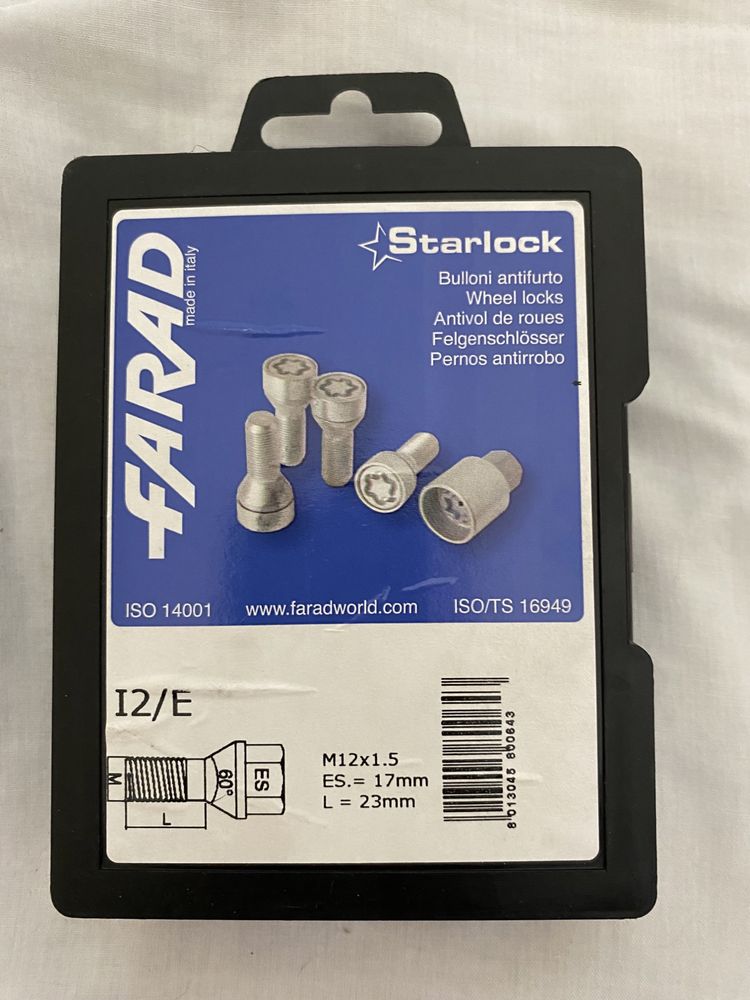 Pernos de segurança Starlock i2/e m12x1,5 cónico