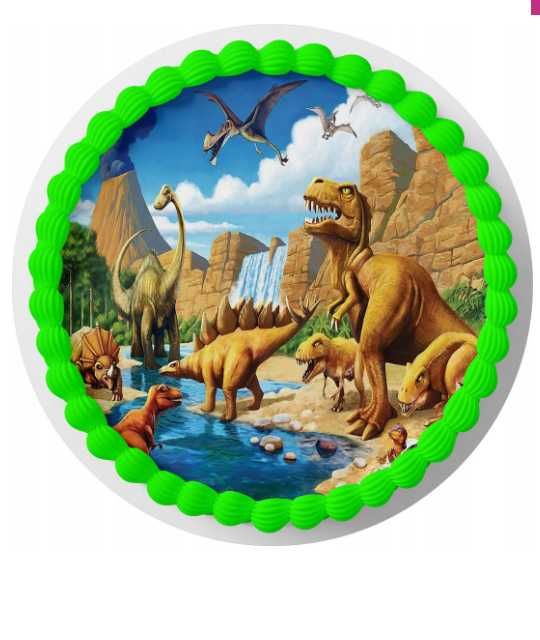 opłatek na tort dinozaury