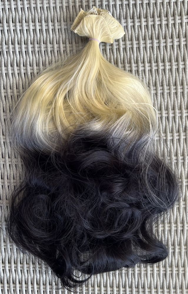 Premium Ultra włosy doczepiane, blond / czarny /ombre clip in loki