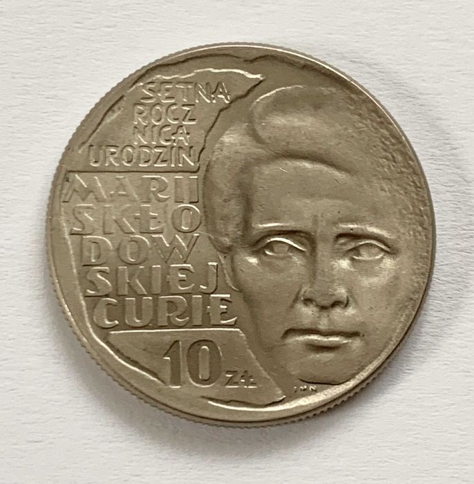 Памятна монета польщі 10 злотих 1967р Марія Кюрі
