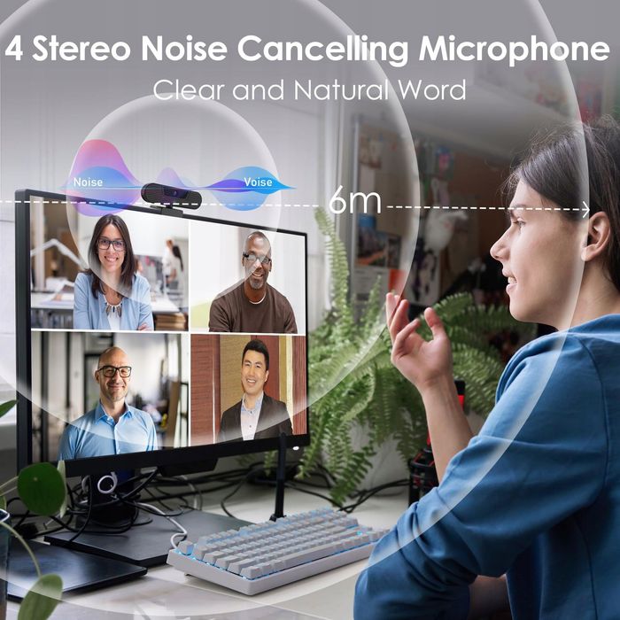 VIZOLINK Kamera Internetowa 2K 1080P Autofokus USB Mikrofon