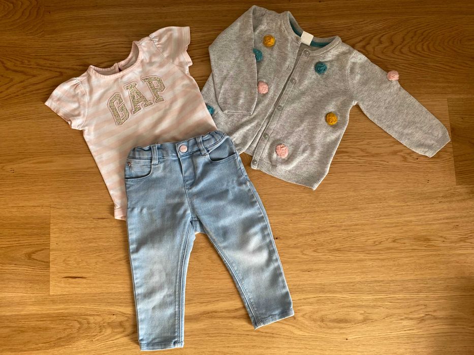 Baby GAP body DKNY bluza spodnie polar 80 cm 12-18m zestaw 19 szt
