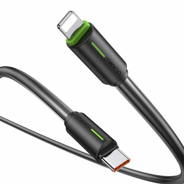 USAMS Kabel USB-C/Lightning 1m SJ73530W czarny/black YU Series