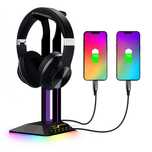 Stojak na Słuchawki RGB, 2 Porty USB Wielofunkcyjny