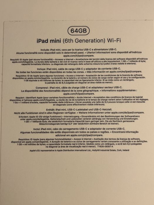 Ipad mini 6th Generation 64 GB Wi-Fi