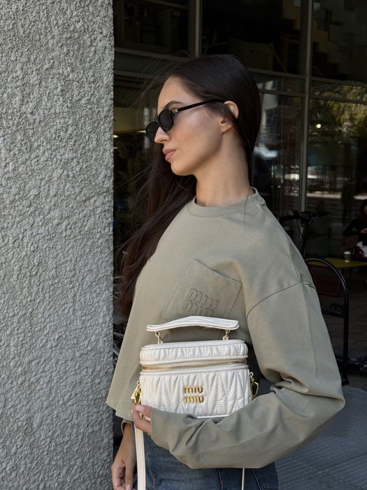 Лонгслів Miu Miu Long Sleeve Crop T-Shirt Green