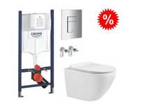 Інсталяція Grohe Rapid SL з кнопкою Хром та підвісним унітазом Rimless