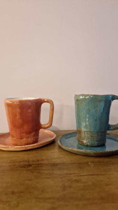 Komplet kubeczków i talerzyków handmade