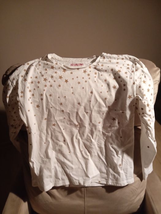 2 białe t-shirty z długim rękawem rozmiar 140