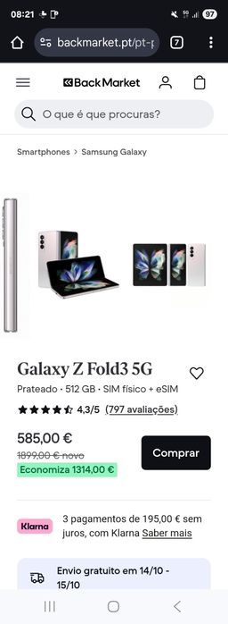 Samsung fold 3 12gb ram 512memoria