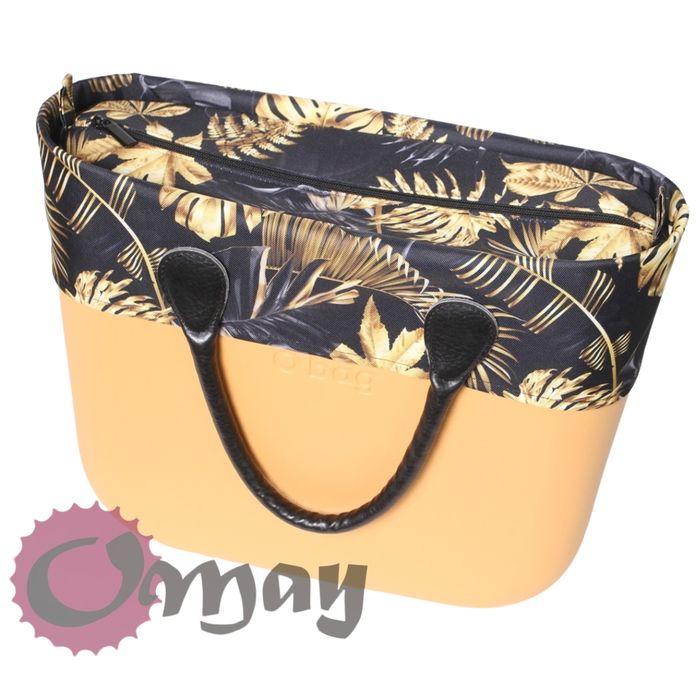 Czarny organizer do OBAG MINI +OPASKA liście złote 2 kieszenie OMAY