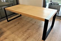Stół industrialny Pod wymiar Lite drewno Metal dąb gruby blat 140x90