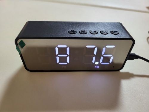 Zegar Led Czarny Nowy Głośnik Bluetooth Radio FM