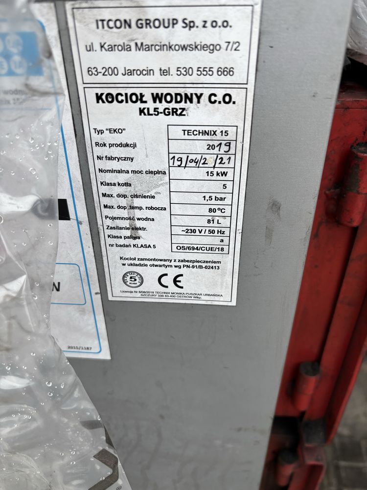 Piec 15 kw bojler ekogroszek 5 kl. komplet