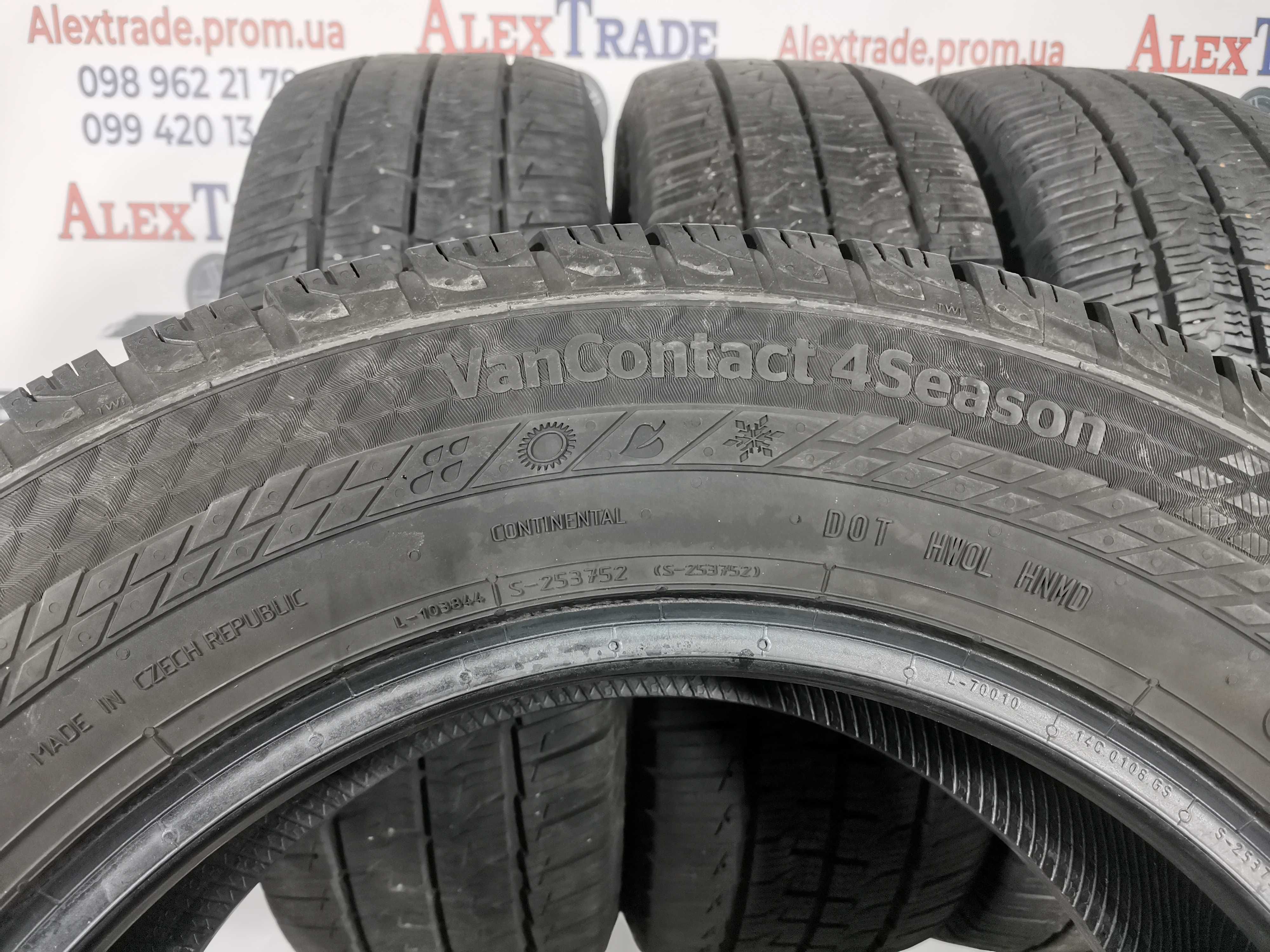 4 шт. 215/65 R16C цешка Continental VanContact 4Season шини б/у 7,5 мм