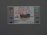 Bilhete de futebol Benfica Parma Taça dos Clubes Vencedores de Taça 94