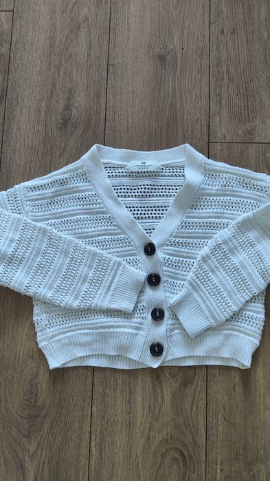 H&M azurkowy bialy elegancki sweterek