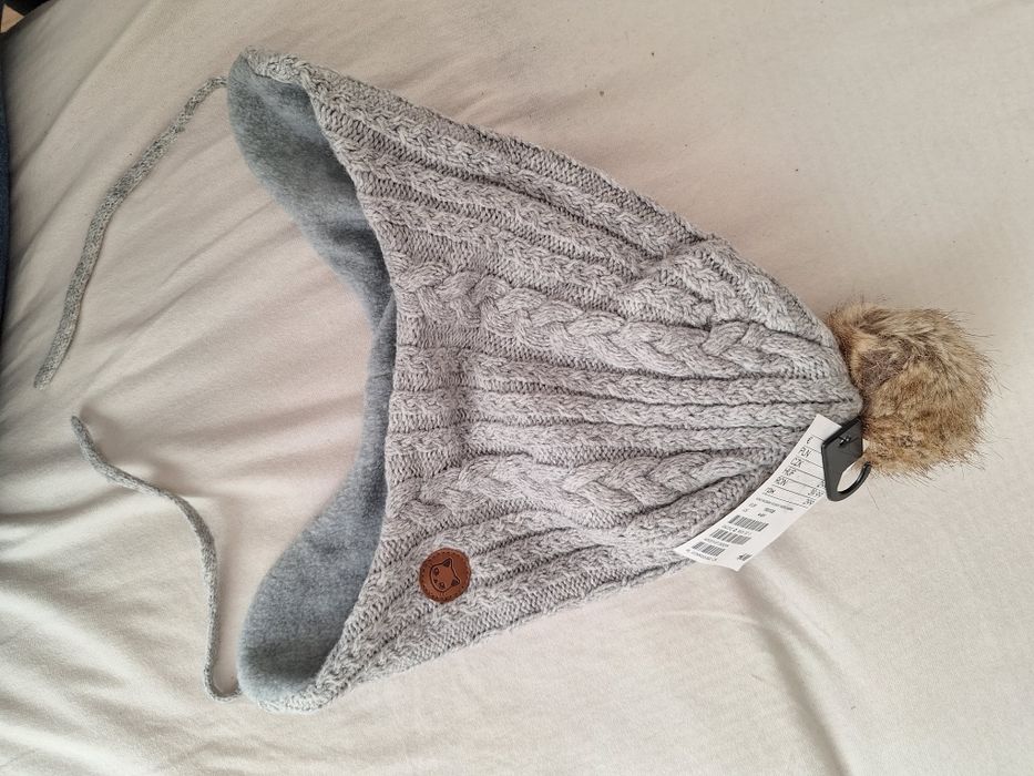 Czapka szara wiązana h&m 110/128
