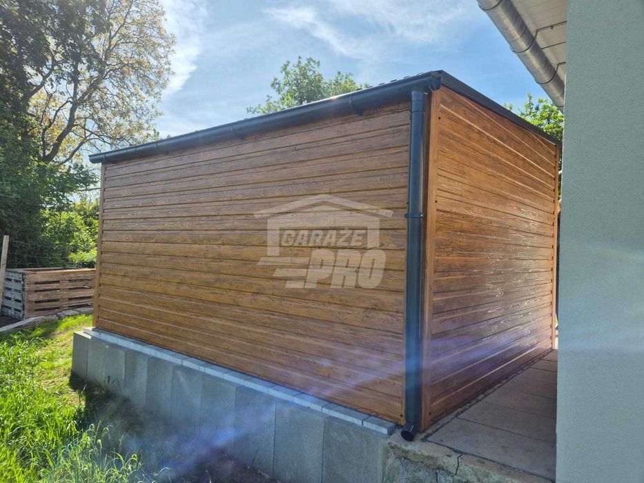 Schowek Domek Ogrodowy 4x2,5m - drzwi okno dach spad w tył rynna GP612