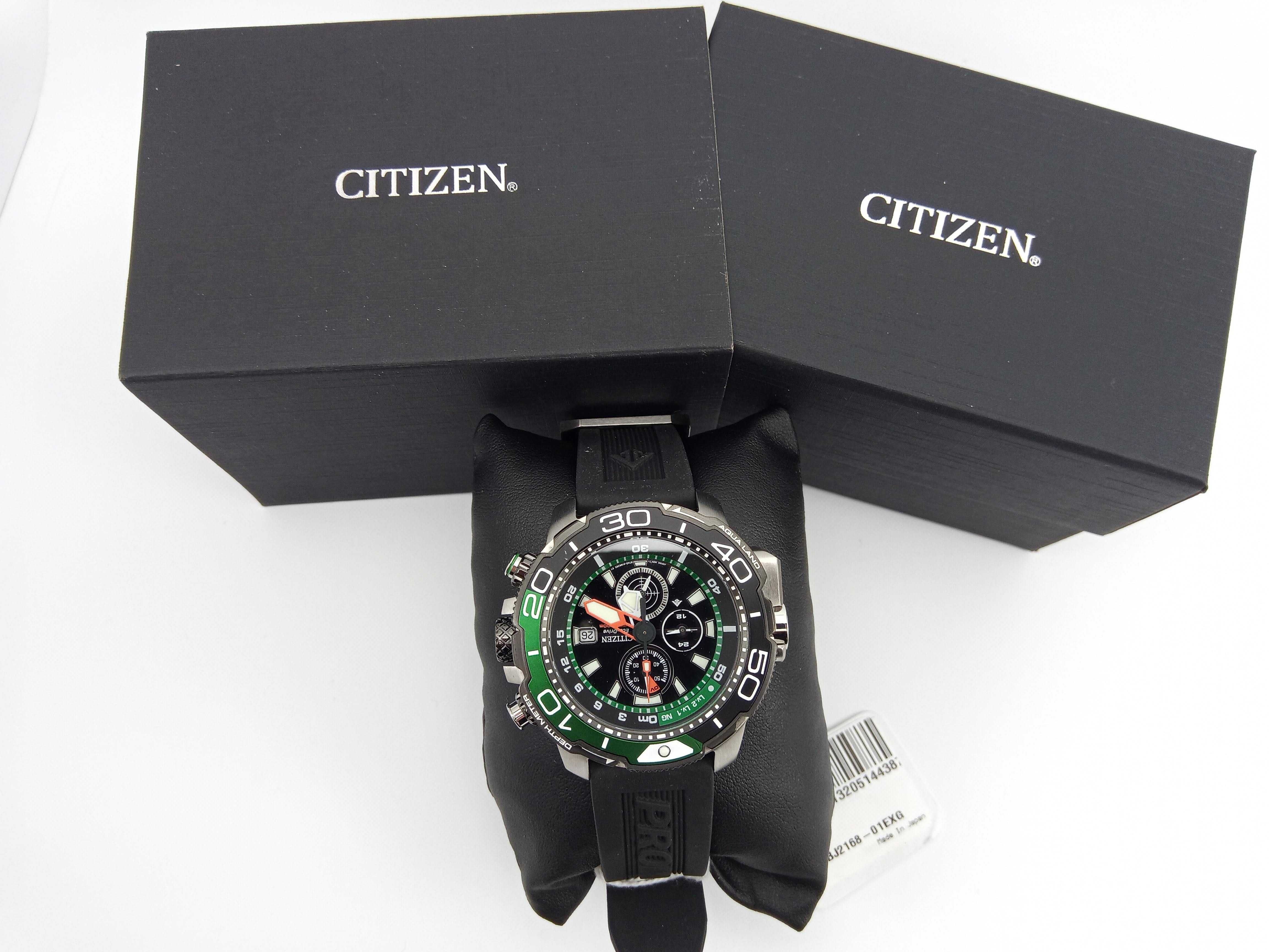 Дайверские 200м часы Citizen BJ2168-01E - глубиномер, хронограф сапфир