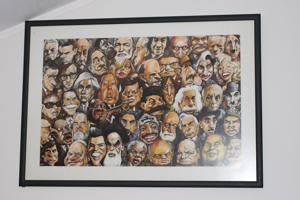 Quadro de caricaturas dos séculos 19 e 20