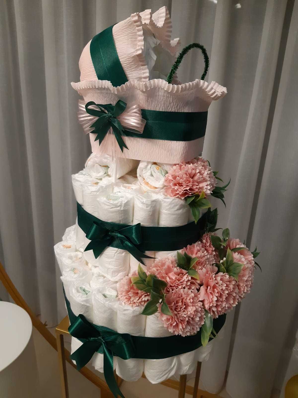 Spersonalizowany TORT z pieluch baby shower / chrzciny / narodziny