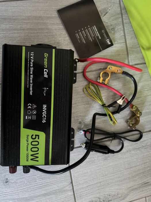 Інвертор Greencell 12В/230В 500Вт/1000Вт Чиста синусоїда